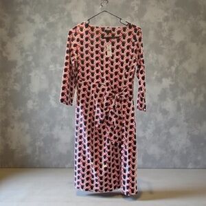 Talbots Geometric Pink and Black Long Sleeve Dress NWT